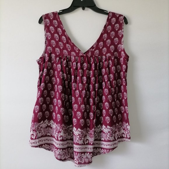 Meaneor Women's Plum Floral Sleeveless Blouse Size M New With Tag - Picture 2 of 6